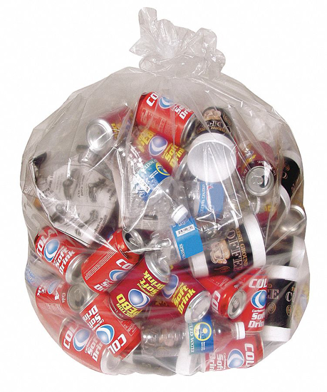 Picture of TRASH BAG- 65 GAL- LLDPE- CORELESS ROLL- CLEAR- PK 50