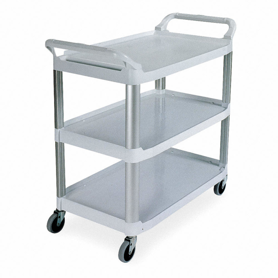 Picture of DUAL-HANDLE UTILITY CART WITH LIPPED PLASTIC SHELVES- 300 LB LOAD CAPACITY- NUMBER OF SHELVES 3
