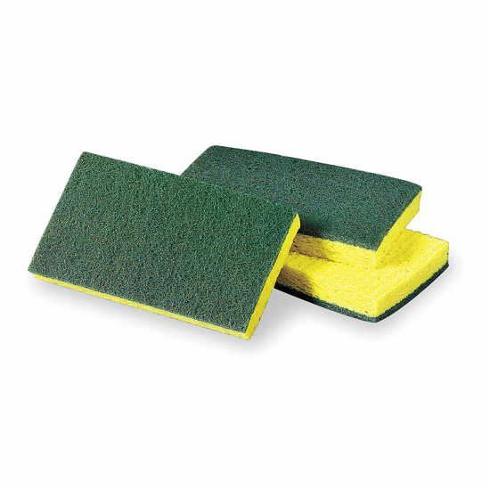 Picture of 6 IN X 3 5/8 IN CELLULOSE- SYNTHETIC FIBER SCRUBBER SPONGE- GREEN- YELLOW- 20PK