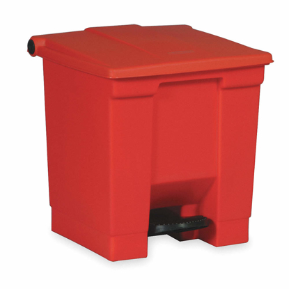 Picture of 12 GAL RECTANGULAR STEP CAN- PLASTIC- RED