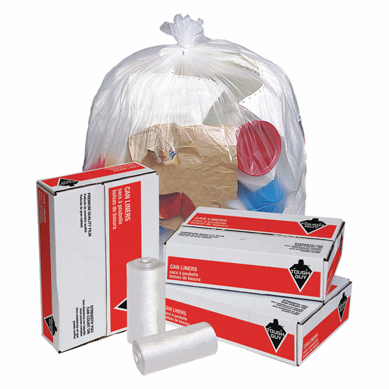 Picture of TRASH BAG- 55 GAL- HDPE- CORELESS ROLL- CLEAR- PK 200