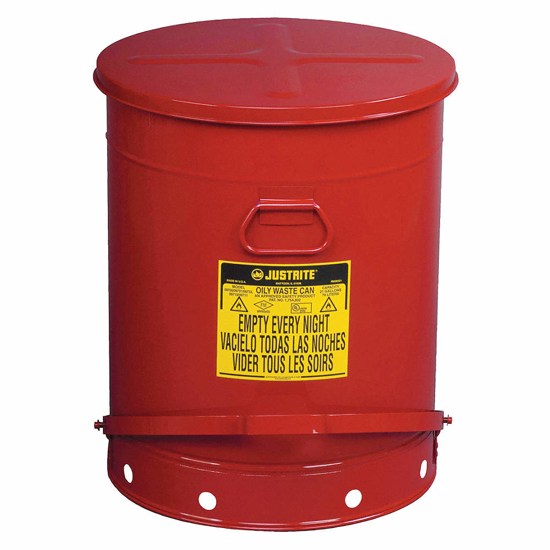 Picture of FLOOR OILY WASTE CAN- 21 GAL- GALVANIZED STEEL- RED- FOOT OPERATED SELF CLOSING