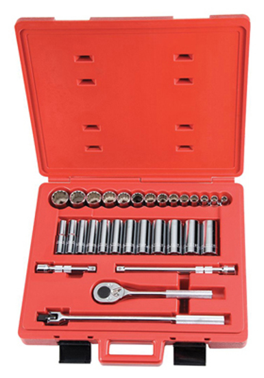 Picture of SOCKET WRENCH SET- SOCKET SIZE RANGE 3/8 IN TO 1 1/4 IN- DRIVE SIZE 1/2 IN- DRIVE TYPE HAND