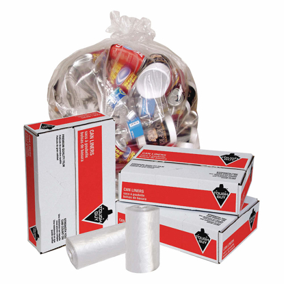 Picture of TRASH BAG- 55 GAL- SUPER HEXENE HAO- CORELESS ROLL- CLEAR- PK 50