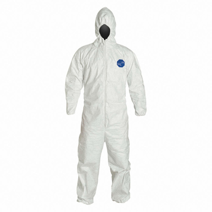 Picture of HOODED DISPOSABLE COVERALLS WITH ELASTIC CUFF- TYVEK(R) 400 MATERIAL- WHITE- XL