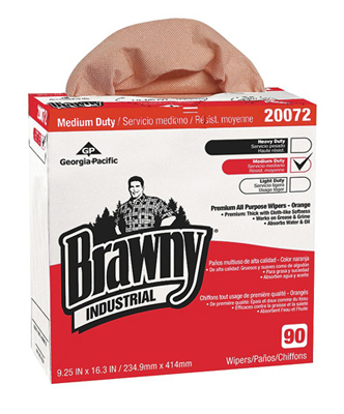 Picture of DRY WIPE- BRAWNY(R) PROFESSIONAL D400- 9-1/4 IN X 16 IN- NUMBER OF SHEETS 90- ORANGE- PK 10