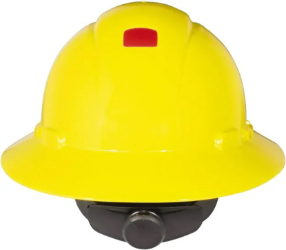 Picture of 3M ANSI TYPE I- CLASS E RATED- 4-POINT- RATCHET ADJUSTMENT HARD HAT SIZE 6-1/2 TO 8- YELLOW- FULL BRIM