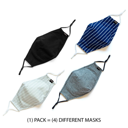 Picture of FACE MASKS YOUTH SOLIDLY STRIPED (4) PACK