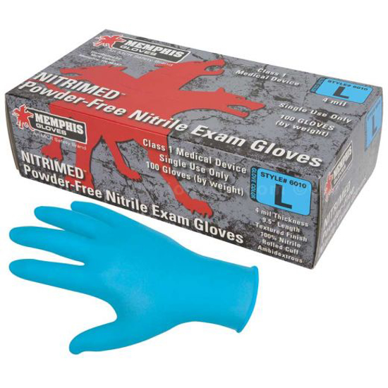 Picture of MCR SAFETY NITRI?MED- PREMIUM NITRILE MEDICAL GRADE GLOVES- 4 MIL- POWDER FREE- BLUE- LARGE (1-000 PK)