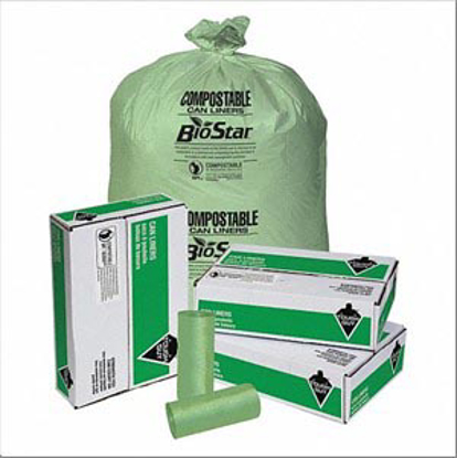 Picture of COMPOSTABLE TRASH BAG- 33 GAL- COMPOSTABLE MATERIAL- CORELESS ROLL- GREEN- PK 100