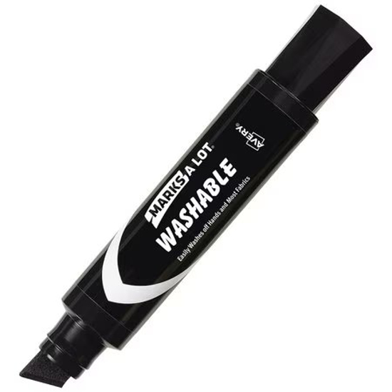 Picture of WASHABLE JUMBO MARKER CHISEL TIP BLK