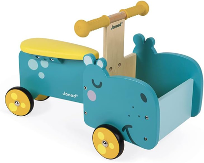 Picture of JANOD WOODEN RIDE ON HIPPO BLUE LARGE