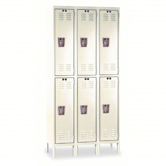 Picture of HALLOWELL WARDROBE LOCKER- 45 IN X 24 IN X 78 IN- LOUVERED- 2 TIERS- 3 UNITS WIDE- PADLOCK HASP- TAN