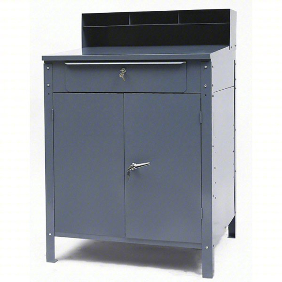 Picture of APPROVED VENDOR SHOP DESK- CABINET DESK- 34 1/2 IN X 30 IN X 52 3/8 IN- 1 DRAWERS- 1 SHELVES- GRAY