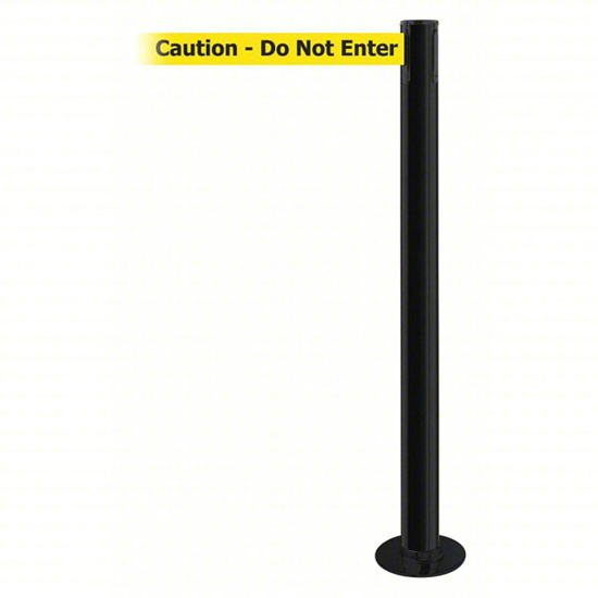 Picture of TENSABARRIER FIXED BARRIER POST WITH BELT- STEEL- BLACK- 36 1/2 IN POST HT- 2 1/2 IN POST DIA.