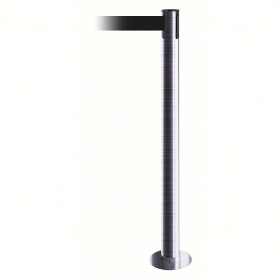 Picture of TENSABARRIER FIXED BARRIER POST WITH BELT- STEEL- SATIN STAINLESS STEEL- 36 1/2 IN POST HT- FLANGE