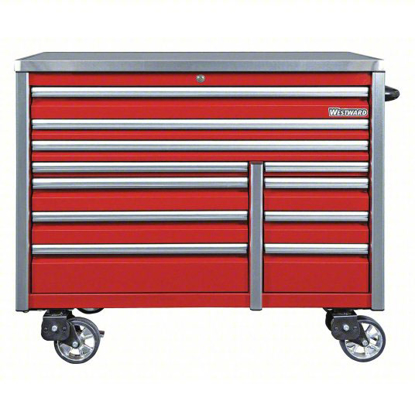 Picture of WESTWARD ROLLING TOOL CABINET- MATTE RED- 54 IN W X 25 45/64 IN D X 48 3/4 IN H- RED- Q-LOCK LATCH