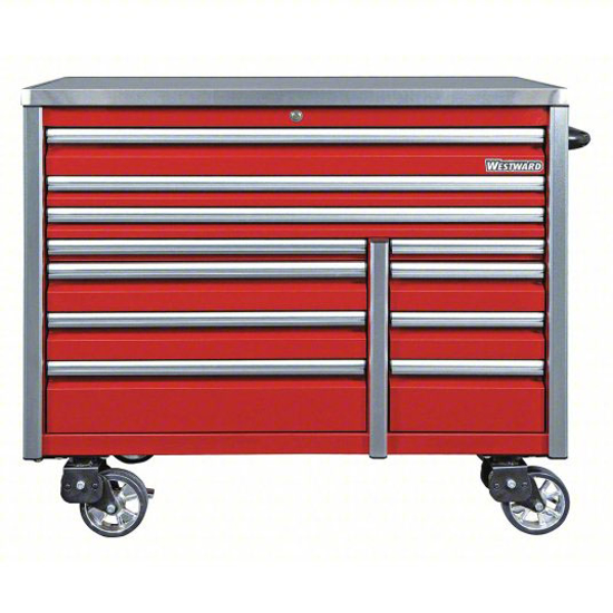 Picture of WESTWARD ROLLING TOOL CABINET- MATTE RED- 54 IN W X 25 45/64 IN D X 48 3/4 IN H- RED- Q-LOCK LATCH