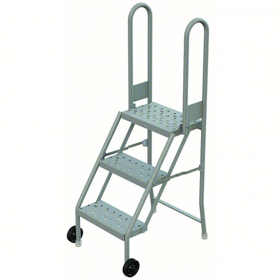 Picture of TILT AND ROLL LADDER- 30 IN PLATFORM HT- 10 IN PLATFORM DP- 16 IN PLATFORM WD- PERFORATED- GRAY