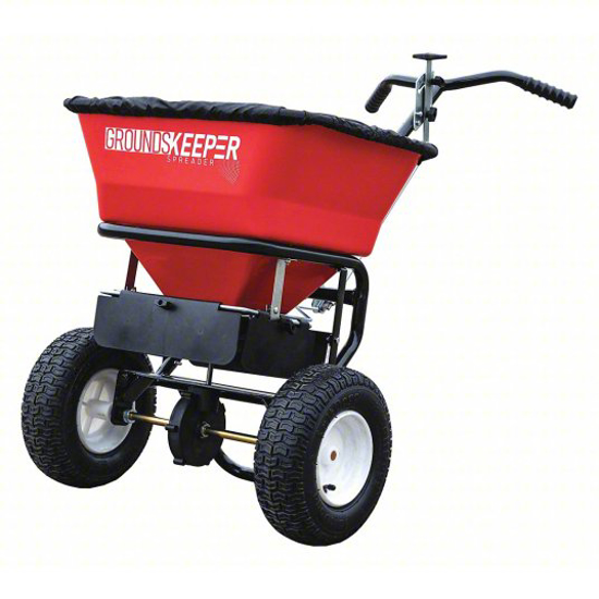 Picture of BUYERS PRODUCTS BROADCAST SPREADER- 100 LB CAPACITY- PNEUMATIC- FIXED T- SPINNER- MANUAL LEVER