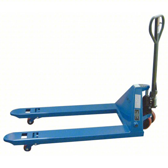 Picture of APPROVED VENDOR PALLET JACK- 5-000 LB LOAD CAPACITY- 48 IN X 6 1/4 IN- 27 IN- 14 1/2 IN