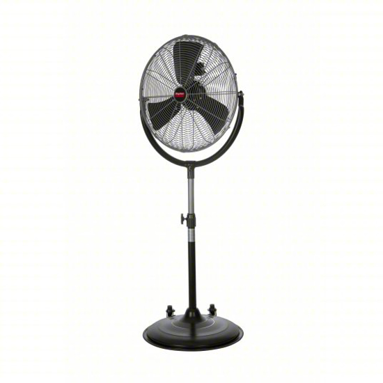 Picture of DAYTON PEDESTAL FAN- 20 IN BLADE DIA- 3 SPEEDS- 2700/3150/3650 CFM- SILVER- 62 IN HT- 24 IN WD