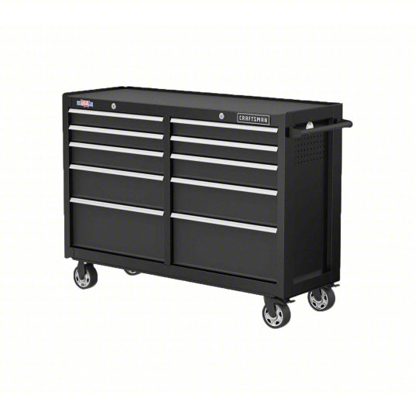 Picture of CRAFTSMAN CABINETS- GLOSS BLACK- 52”W X 18”D X 37.5”H- BLACK- SOFT CLOSE BALL BEARING- 10 DRAWERS