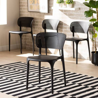 Picture of STACKABLE PLASTIC DINING CHAIRS 4PK BLACK