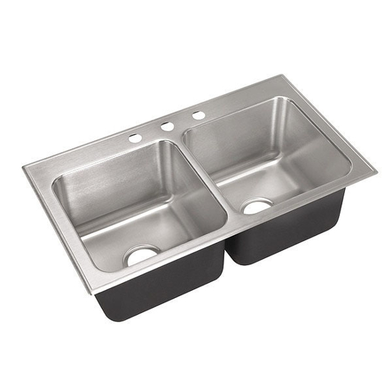 Picture of DROP-IN DOUBLE SINK-  STAINLESS-  3 HOLE