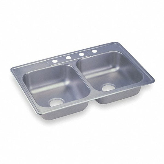 Picture of ELKAY- DAYTON SERIES- 14 IN X 15 3/4 IN- STAINLESS STEEL- EQUAL DOUBLE BOWL DROP-IN SINK