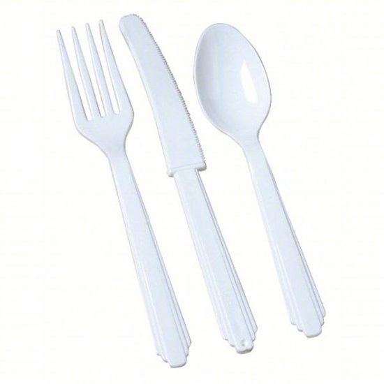 Picture of PREPACKAGED CUTLERY SET- WHITE- HEAVY WEIGHT- PLASTIC- WRAP