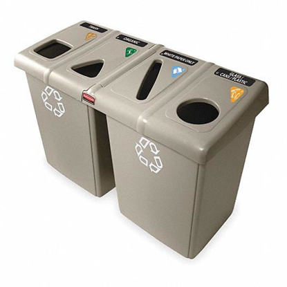 Picture of RUBBERMAID COMMERCIAL PRODUCTS RECYCLING STATION- BROWN- (4) 23 GAL CAPACITY- 24 IN WD/DIA- 53 IN DP