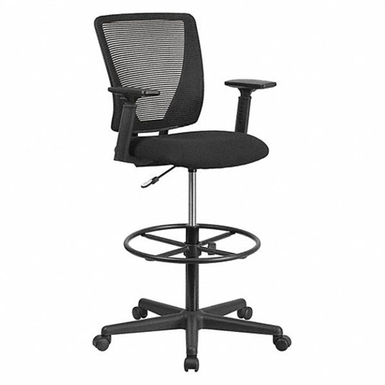 Picture of FLASH FURNITURE DRAFT CHAIR- ADJ ARM- BLACK- MESH- 250 LB WT CAPACITY