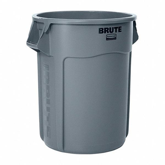 Picture of RUBBERMAID COMMERCIAL PRODUCTS TRASH CAN- ROUND- GRAY- 55 GAL CAPACITY- 26 1/2 IN WD/DIA- 33 IN HT