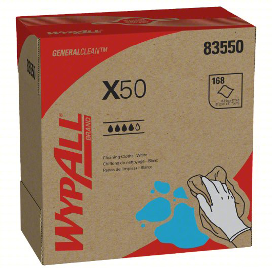 Picture of DRY WIPE- WYPALL(R) X50- 8 1/4 IN X 12 1/2 IN- NUMBER OF SHE