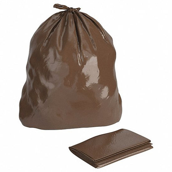 Picture of RECYCLED MATERIAL TRASH BAG- 60 GAL- LLDPE- BROWN- PK 100