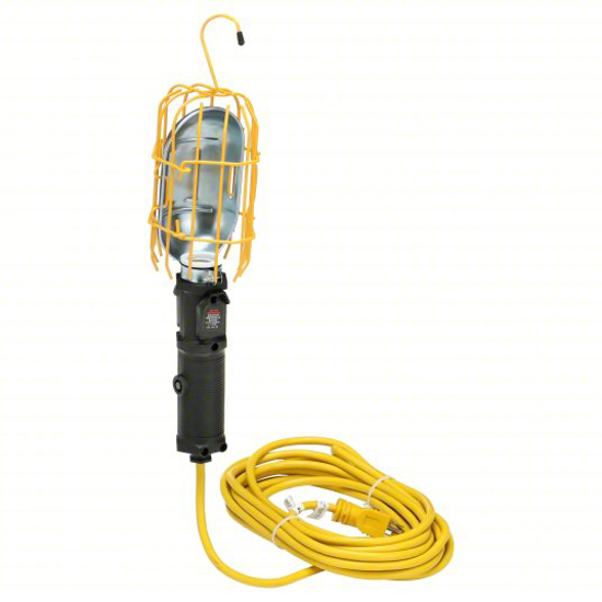Picture of LUMAPRO HAND LAMP- BULB DEPENDENT- 25 FT POWER CORD LG- 100 W- 120V AC- CORDED- HOOK- BLACK/YELLOW