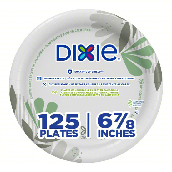 Picture of LUNCHEON PLATE- PAPER- 6-7/8 IN- ROUND- WHITE/BROWN/GREEN-