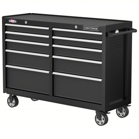 Picture of ROLLING TOOL CABINET: BLACK / BLACK 10 DRAWERS
