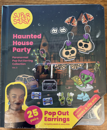 Picture of HAUNTED HOUSE PARTY BOOK OF POP OUT EARRINGS CS/24