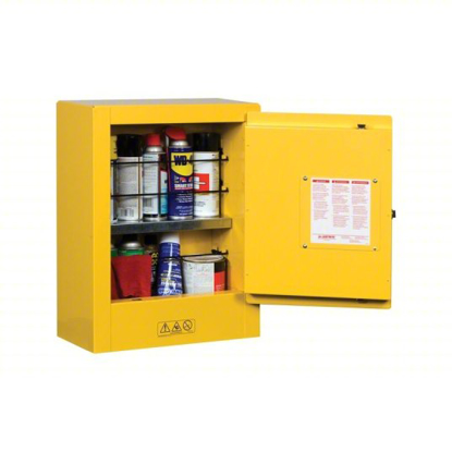 Picture of FLAMMABLES SAFETY CABINET- COUNTERTOP- 1 GAL- 0 DRUM CAPACITY- 17 IN X 8 IN X 22 IN- YELLOW